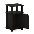 Pemberly Row Contemporary 3-Tier End Table with Door in Espresso/Black