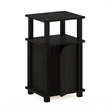 Pemberly Row Contemporary 3-Tier End Table with Door in Espresso/Black