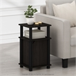 Pemberly Row Contemporary 3-Tier End Table with Door in Espresso/Black