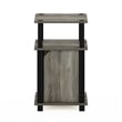 Pemberly Row Contemporary 3-Tier End Table with Door in French Oak/Black
