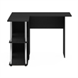 Pemberly Row Contemporary L-Shape Desk with Bookshelf in Americano
