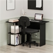 Pemberly Row Contemporary L-Shape Desk with Bookshelf in Americano