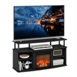 Pemberly Row Open Shelving Storage Fireplace Entertainment Americano/Black