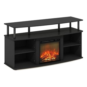 Pemberly Row Open Shelving Storage Fireplace Entertainment Americano/Black