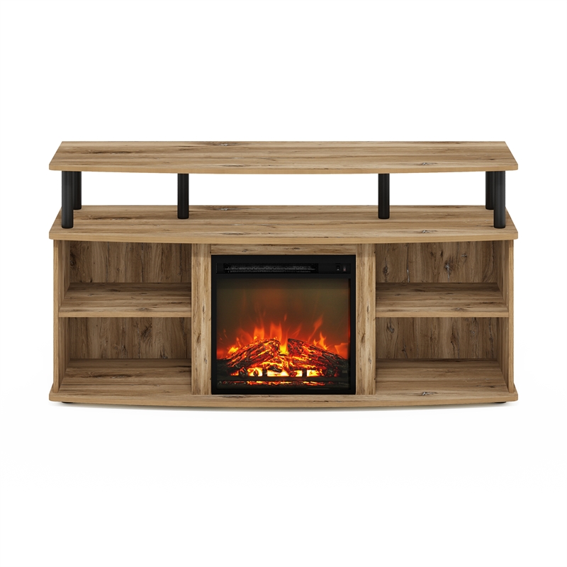 Pemberly Row Open Shelving Storage Fireplace Entertainment Flagstaff Oak/Black