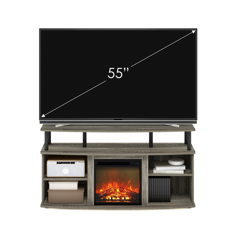 Pemberly Row Open Shelving Storage Fireplace French Oak Gray/Black