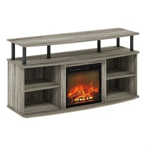 Pemberly Row Open Shelving Storage Fireplace French Oak Gray/Black