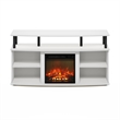 Pemberly Row Open Shelving Storage Fireplace Entertainment Solid White/Black