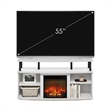 Pemberly Row Open Shelving Storage Fireplace Entertainment Solid White/Black
