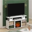 Pemberly Row Open Shelving Storage Fireplace Entertainment Solid White/Black