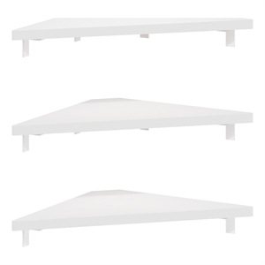 Pemberly Row Triangle Corner Floating Shelves in Wall Mount Display Set of 3