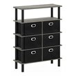 Pemberly Row Turn-N-Tube Engineered Wood Console Table in French Oak Gray/Black
