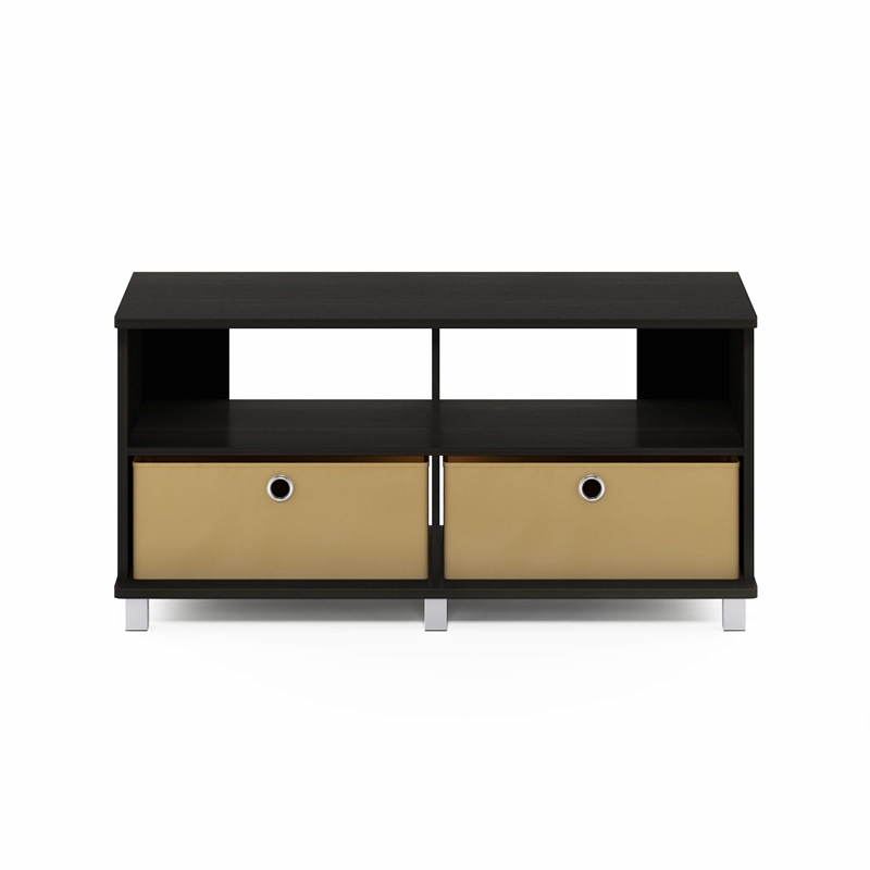 Pemberly Row Entertainment Center with Bin Drawers in Dark Espresso