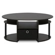 Pemberly Row Wood Simple Design Oval Coffee Table with Bin in Walnut/Black
