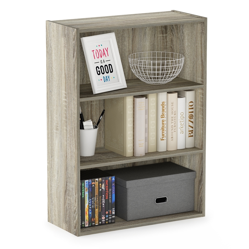 Pemberly Row Contemporary 3-Tier Open Shelf in Sonoma Oak Finish