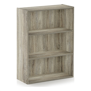 Pemberly Row Contemporary 3-Tier Open Shelf in Sonoma Oak Finish