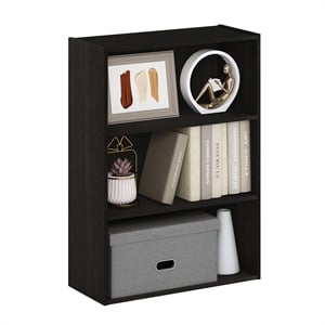 Pemberly Row Contemporary 3-Tier Open Shelf in Dark Espresso