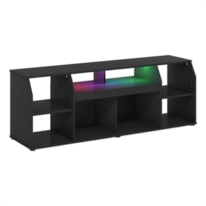 Pemberly Row Large Media Console Table with LED For TV up to 65-Inch Americano