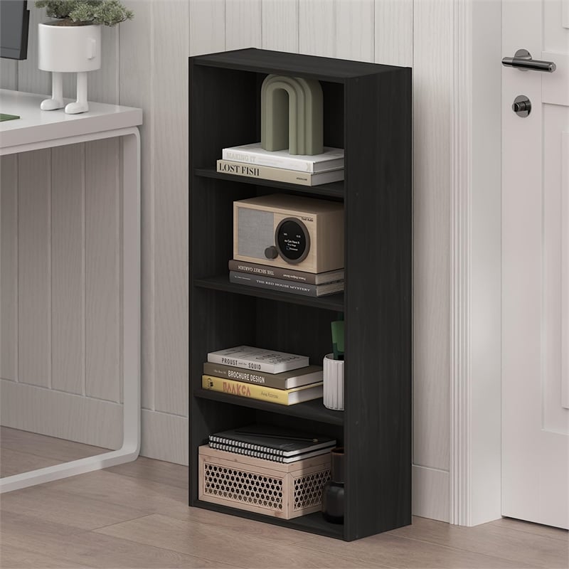 Pemberly Row 4-Tier Open Shelf Bookcase 7x17x35-inches in Espresso