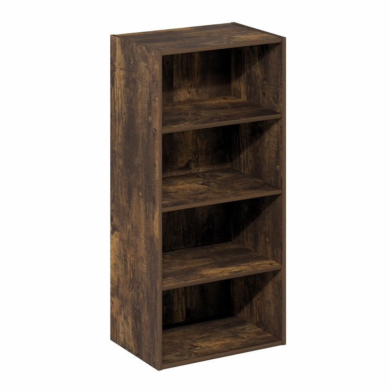 Pemberly Row 4-Tier Open Shelf Bookcase 11x17x35-inches in Amber Pine