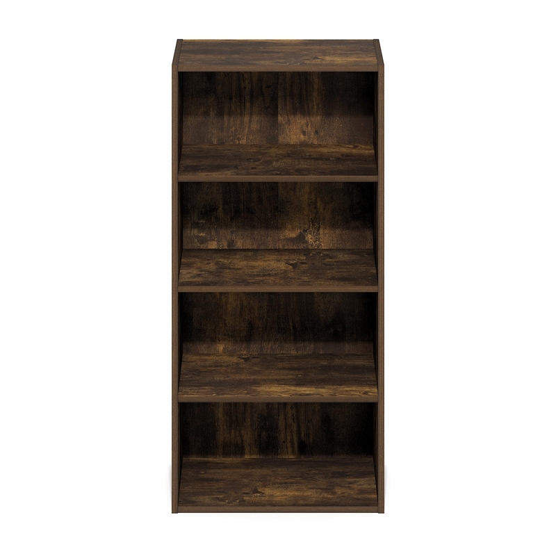Pemberly Row 4-Tier Open Shelf Bookcase 11x17x35-inches in Amber Pine