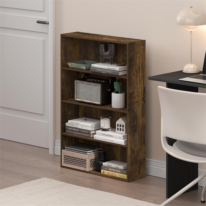 Pemberly Row 4-Tier Open Shelf Bookcase 6x24x35-inches in Amber Pine