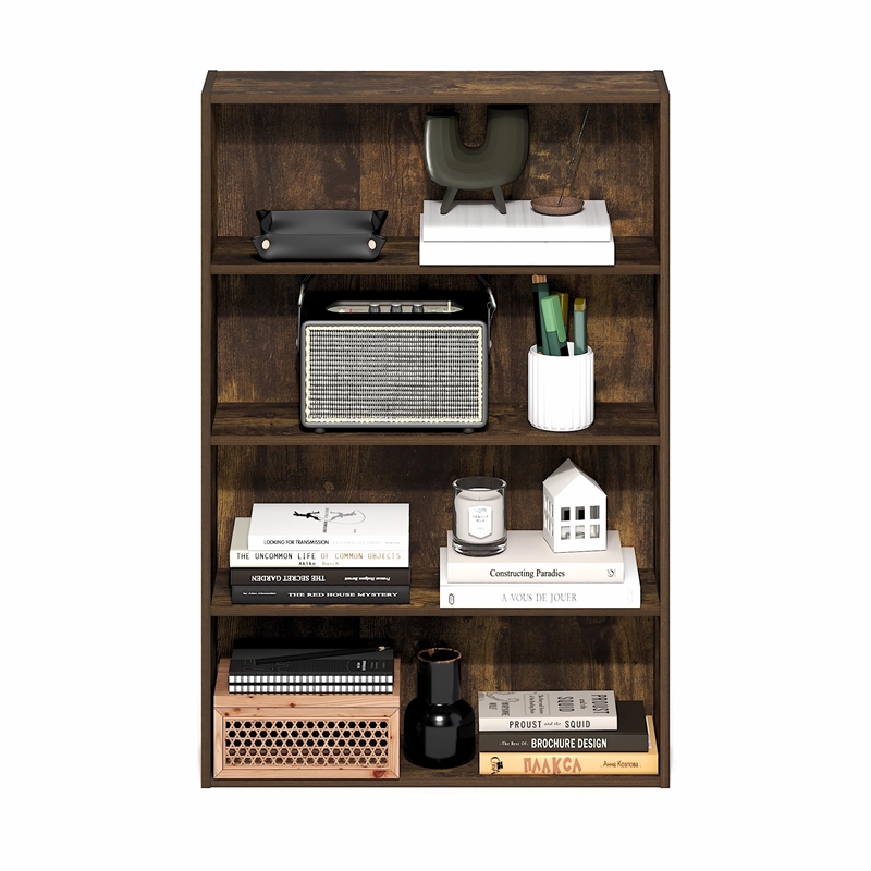 Pemberly Row 4-Tier Open Shelf Bookcase 6x24x35-inches in Amber Pine