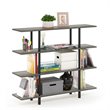 Pemberly Row Turn-N-Tube Wood 4-Tier Wide Display Shelf in French Oak Gray