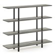 Pemberly Row Turn-N-Tube Wood 4-Tier Wide Display Shelf in French Oak Gray