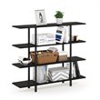 Pemberly Row Turn-N-Tube Wood 4-Tier Wide Display Shelf in Espresso/Black