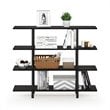 Pemberly Row Turn-N-Tube Wood 4-Tier Wide Display Shelf in Espresso/Black