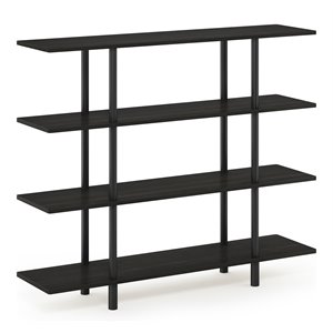 Pemberly Row Turn-N-Tube Wood 4-Tier Wide Display Shelf in Espresso/Black