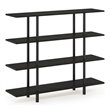 Pemberly Row Turn-N-Tube Wood 4-Tier Wide Display Shelf in Espresso/Black