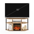Pemberly Row Open Storage Corner Fireplace TV Flagstaff Oak/Black