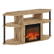 Pemberly Row Open Storage Corner Fireplace TV Flagstaff Oak/Black