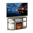 Pemberly Row Open Storage Corner Fireplace TV French Oak Gray/Black