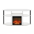Pemberly Row Open Storage Corner Fireplace TV Entertainment Solid White/Black