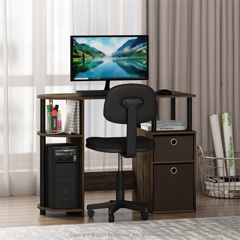 Pemberly Row Engineered Wood Computer/Study Desk in Columbia Walnut