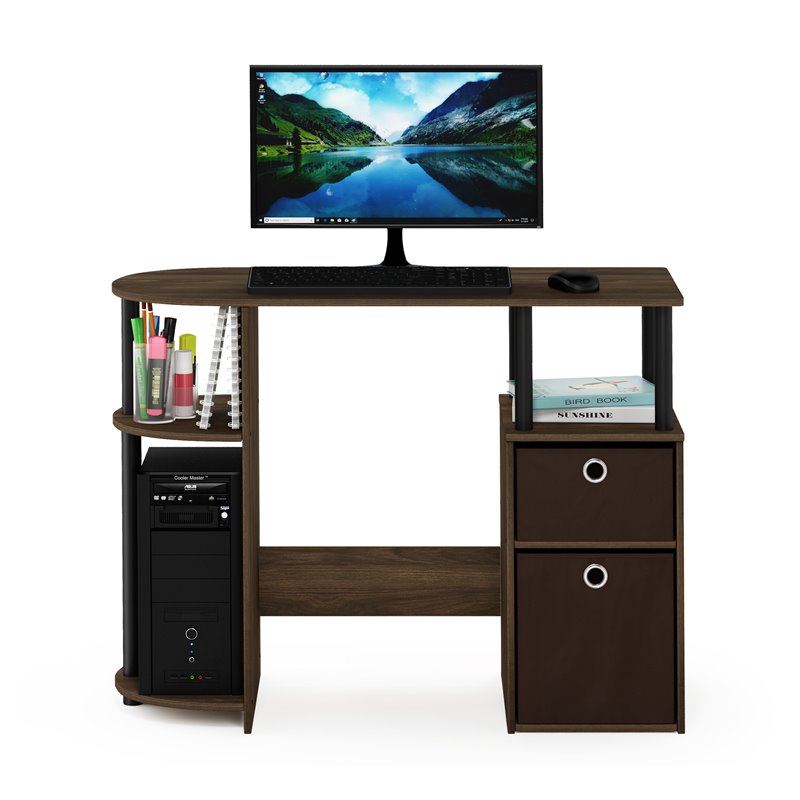 Pemberly Row Engineered Wood Computer/Study Desk in Columbia Walnut