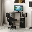 Pemberly Row Engineered Wood Computer/Study Desk in Oak Gray/Black