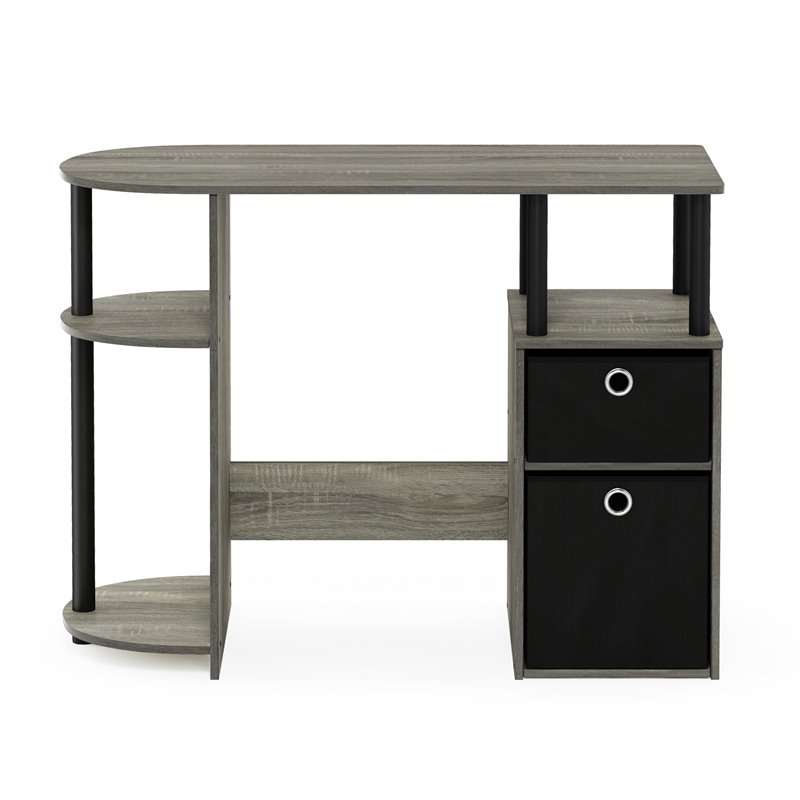 Pemberly Row Engineered Wood Computer/Study Desk in Oak Gray/Black