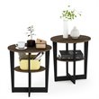Pemberly Row Engineered Wood Oval End Table in Columbia Walnut/Black (Set of 2)