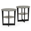 Pemberly Row Engineered Wood Oval End Table in French Oak Gray/Black (Set of 2)