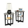 Pemberly Row Engineered Wood Oval End Table in French Oak Gray/Black (Set of 2)
