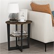 Pemberly Row Contemporary Engineered Wood Oval End Table - Columbia Walnut/Black