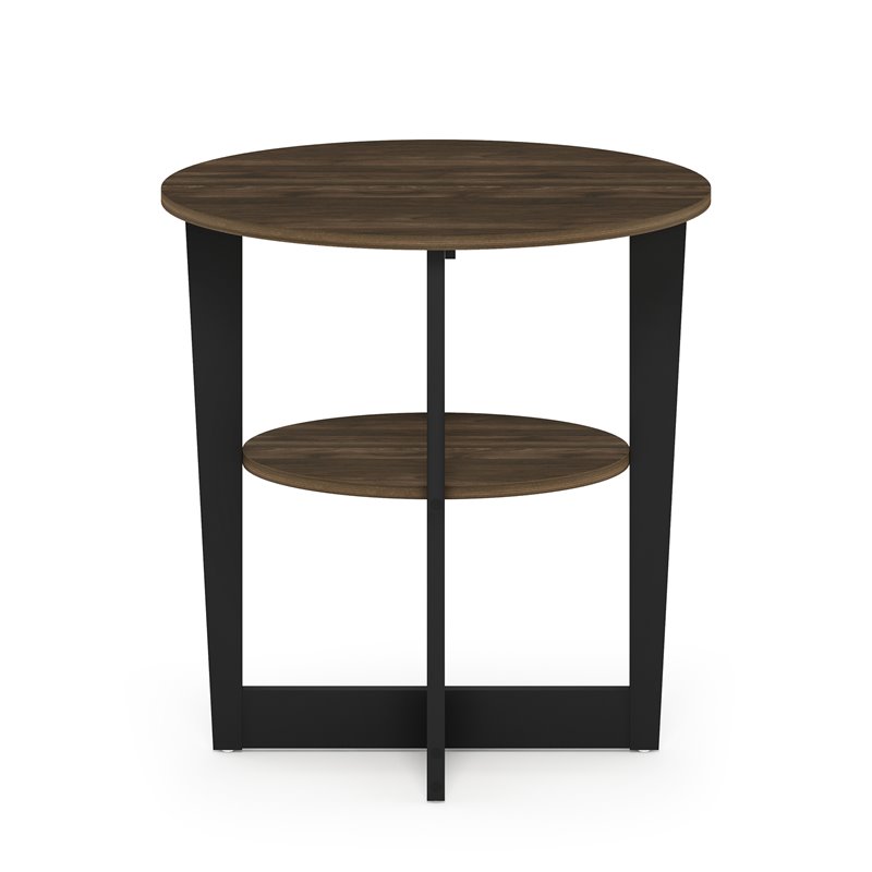 Pemberly Row Contemporary Engineered Wood Oval End Table - Columbia Walnut/Black
