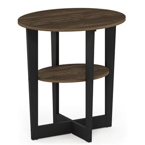 Pemberly Row Contemporary Engineered Wood Oval End Table - Columbia Walnut/Black