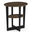 Pemberly Row Contemporary Engineered Wood Oval End Table - Columbia Walnut/Black