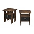 Pemberly Row End Table Nightstand with Bin Drawer in Amber Pine/Black Set of 2