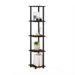 Pemberly Row 5-Tier Corner Display Rack Multipurpose in Amber Pine/Black